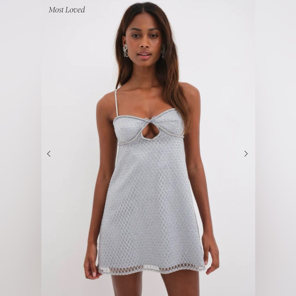For Love and Lemons Silver Slip Dress